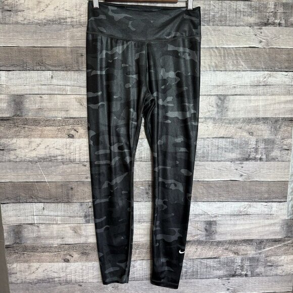 NIKE Women's Dri-FIT One Mid Rise Full Length Camo Leggings Medium Black - Picture 1 of 9